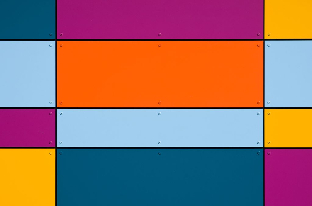 Powder coated aluminium multi coloured